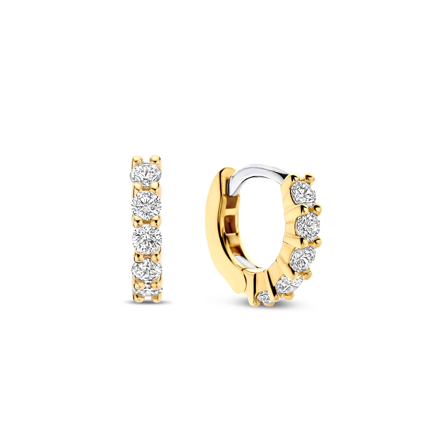Ti Sento - Zilveren klapcreolen bezet met zirconia's, verguld - 7955ZY